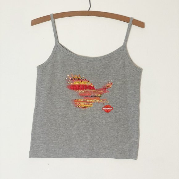 Vintage Y2K Tilley Harley Davidson North Carolina Cropped Tank Grey Small - Picture 1 of 4